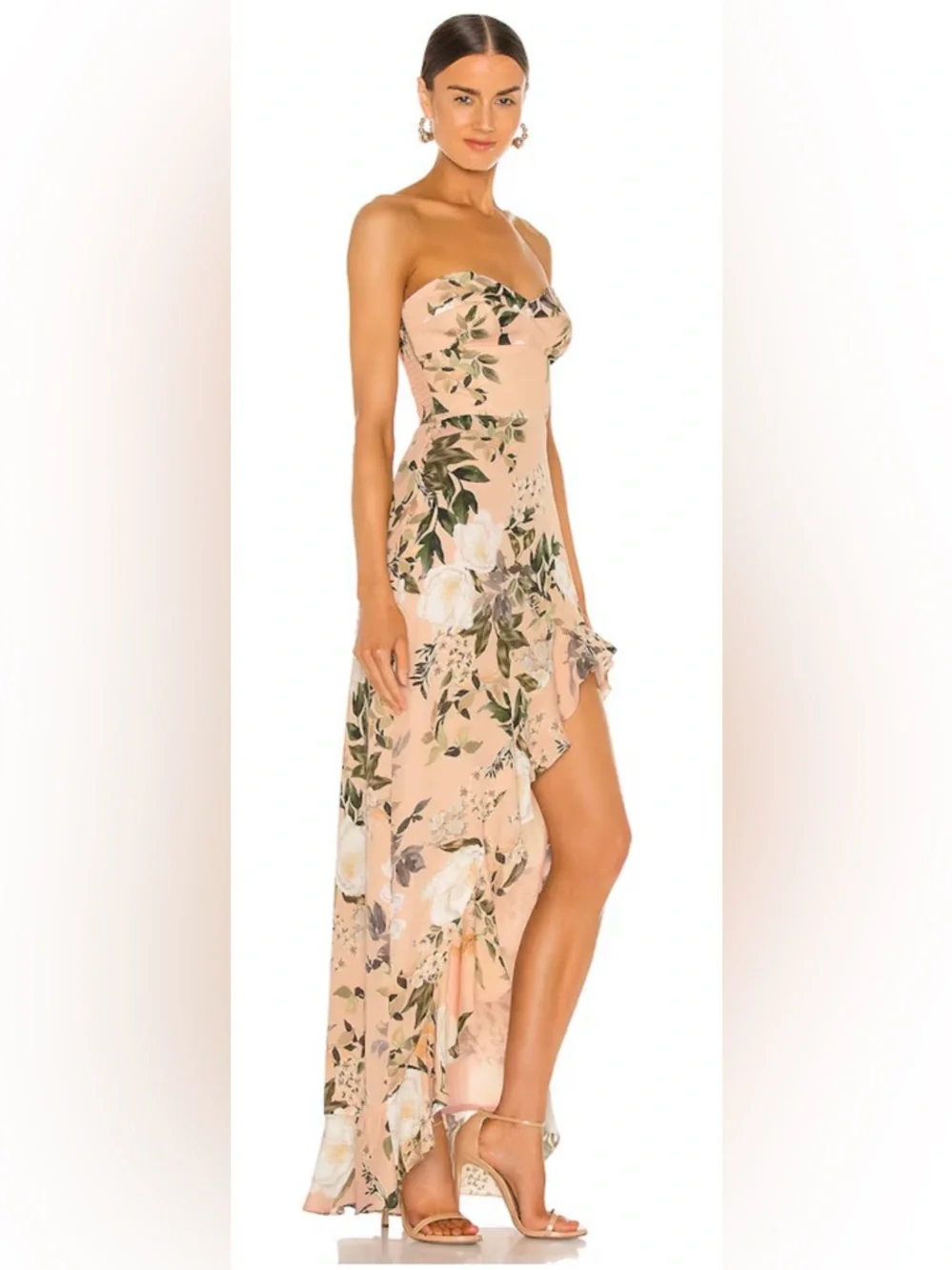 Amanda Uprichard Floral High-Low Strapless Dress - Picture 2 of 6